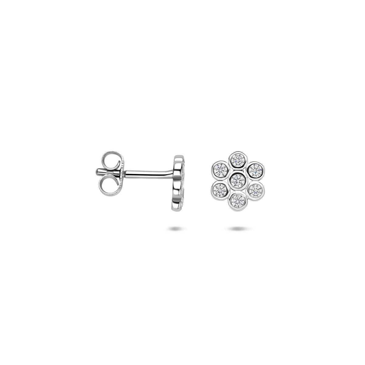 Zilveren gerhodineerde oorknoppen zirkonia 6,5 mm - 1341263