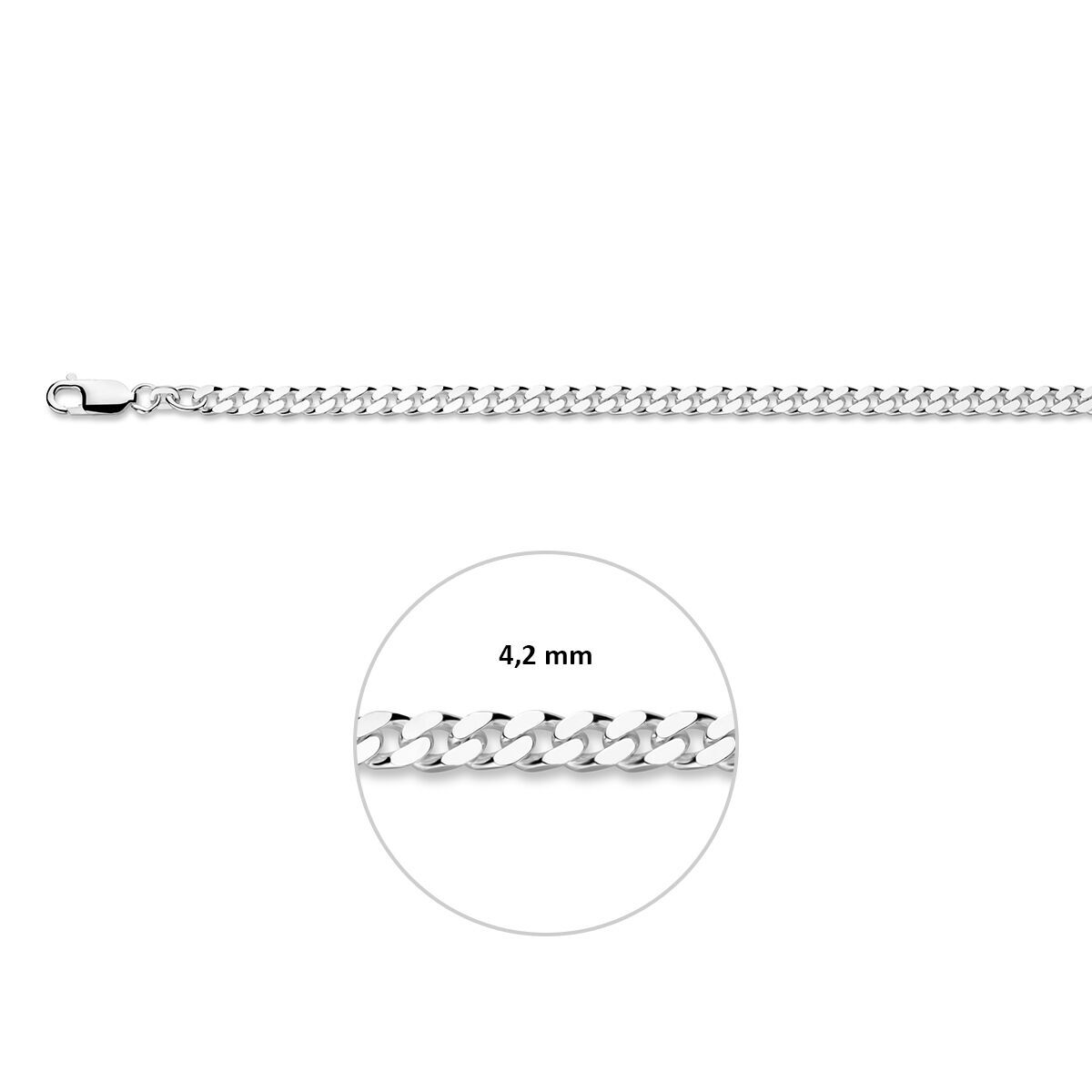 Fantasy Collection Gourmette 4 zijdes geslepen 4,2 mm zilver wit