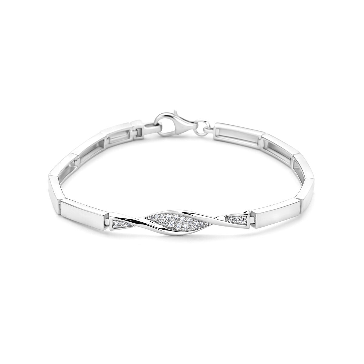 Armband zirkonia 6 mm 18,5 cm zilver gerhodineerd