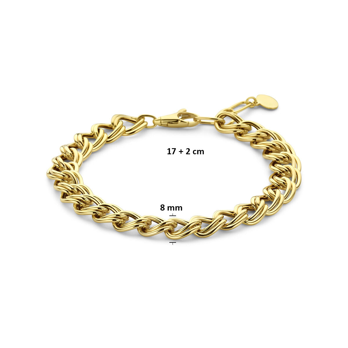 Armband gourmette 8 mm 14K geelgoud 17 + 2 cm