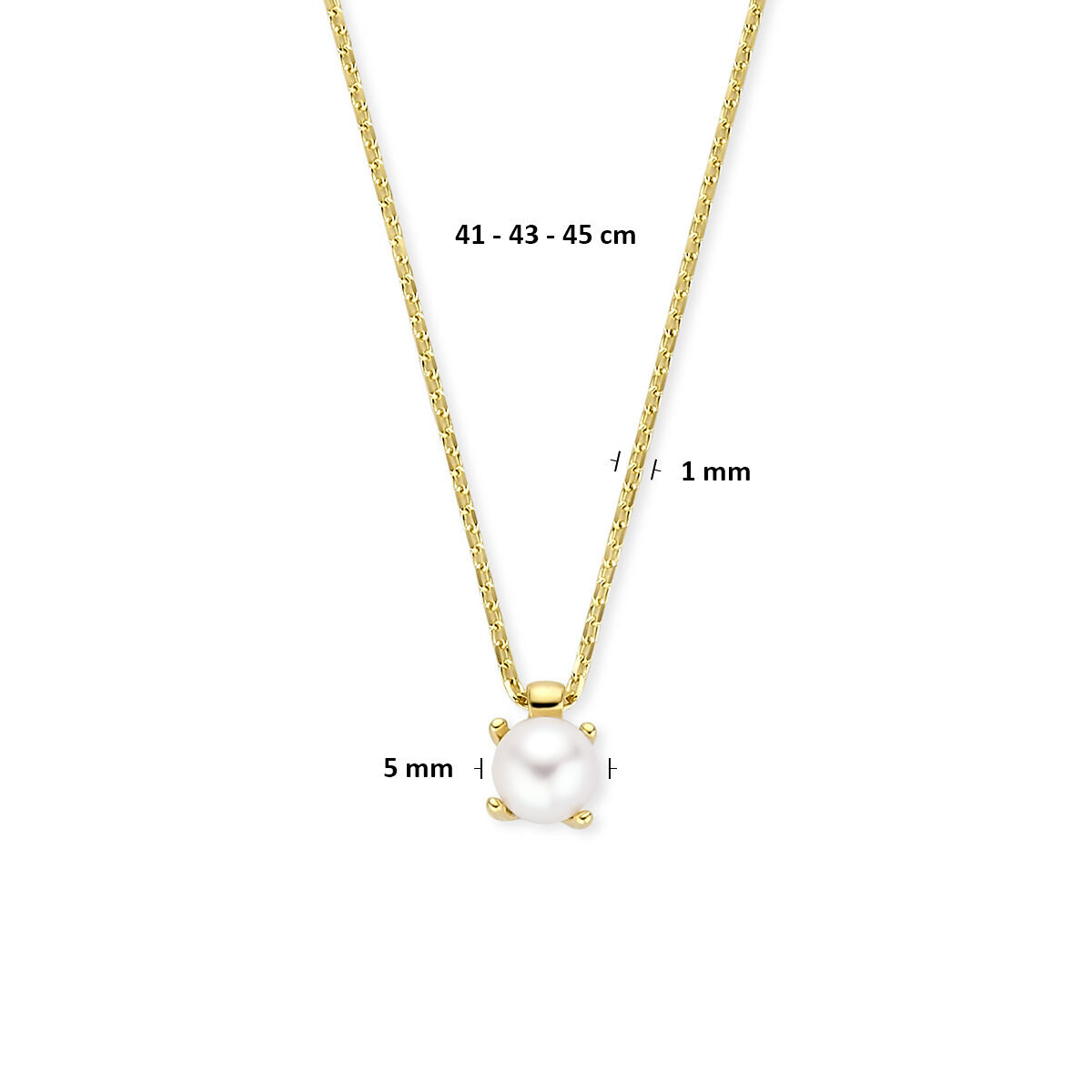 Collier parel 41 - 43 - 45 cm 14K geelgoud