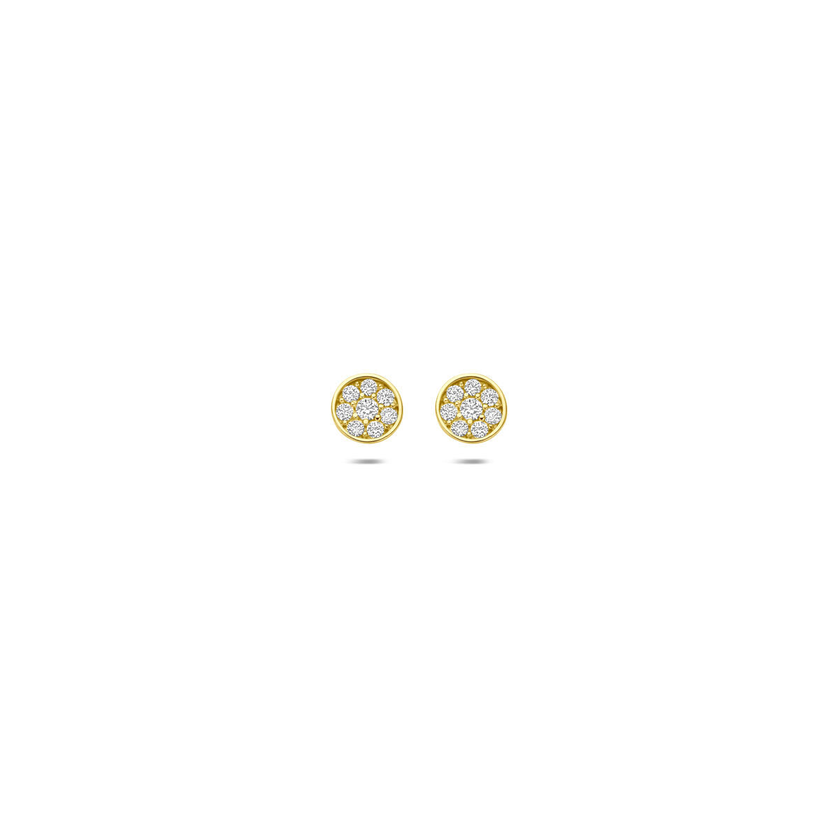 Oorknoppen zirkonia 9K geelgoud 4 mm