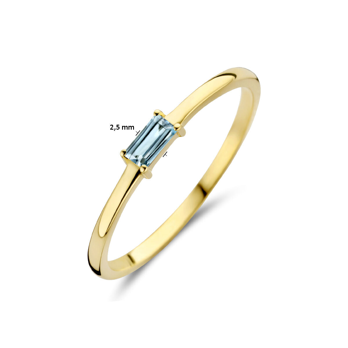 Ring met geboortesteen aquamarijn maart 14K geelgoud