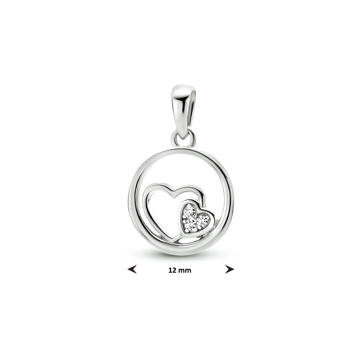zilver gerhodineerd hanger hartjes zirkonia 1335269 - PansiteNederland.nl