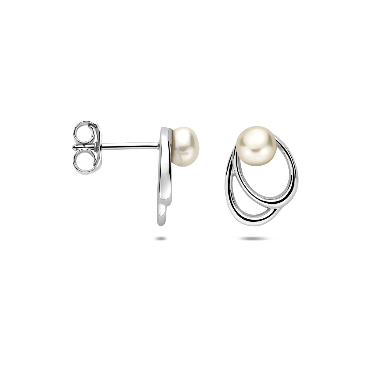 Zilveren gerhodineerde oorknoppen parel 12,5 mm - 1341915