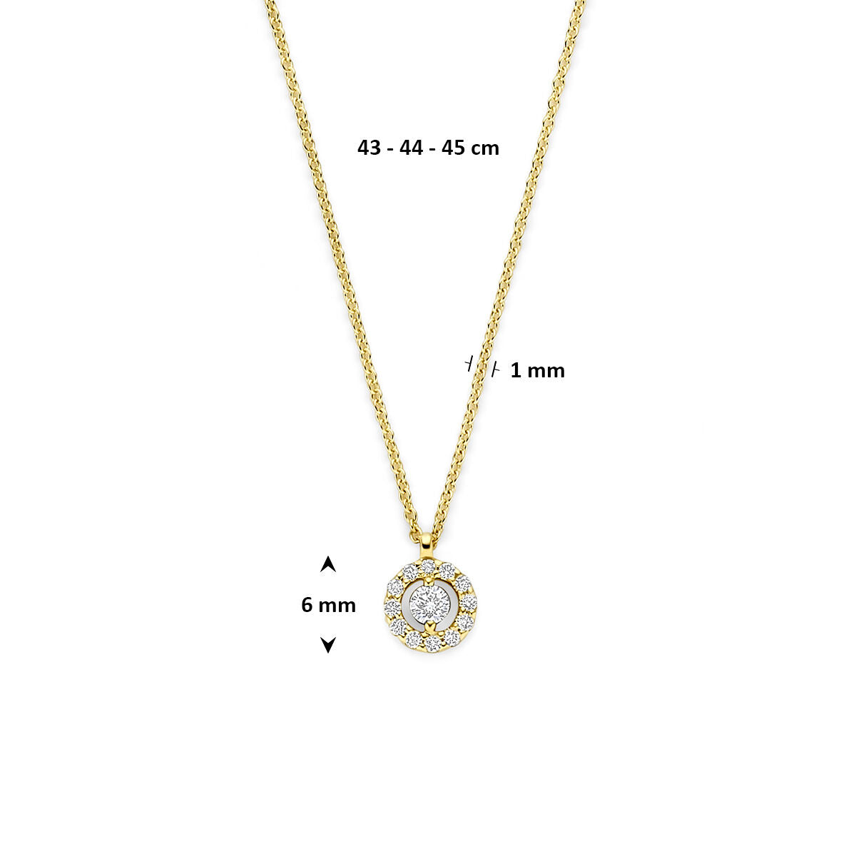 Fantasy Collection Collier diamant 0.14ct h si 43 - 44 - 45 cm 14K geelgoud