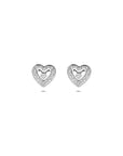 Zilveren gerhodineerde oorknoppen hartjes zirkonia 6,5 mm - 1341358