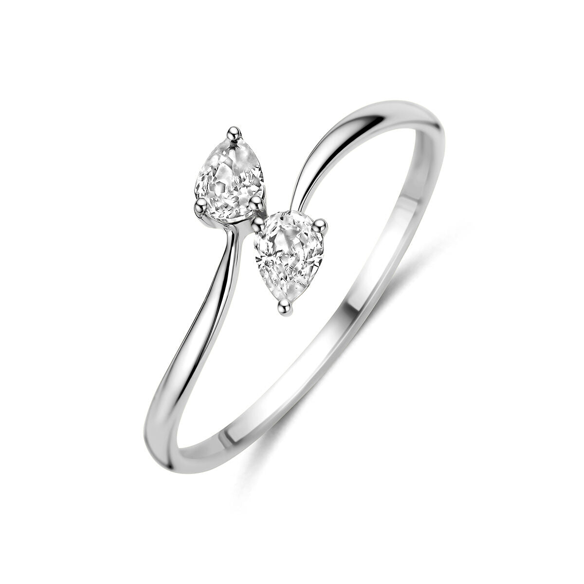 Ring zirkonia zilver gerhodineerd peer