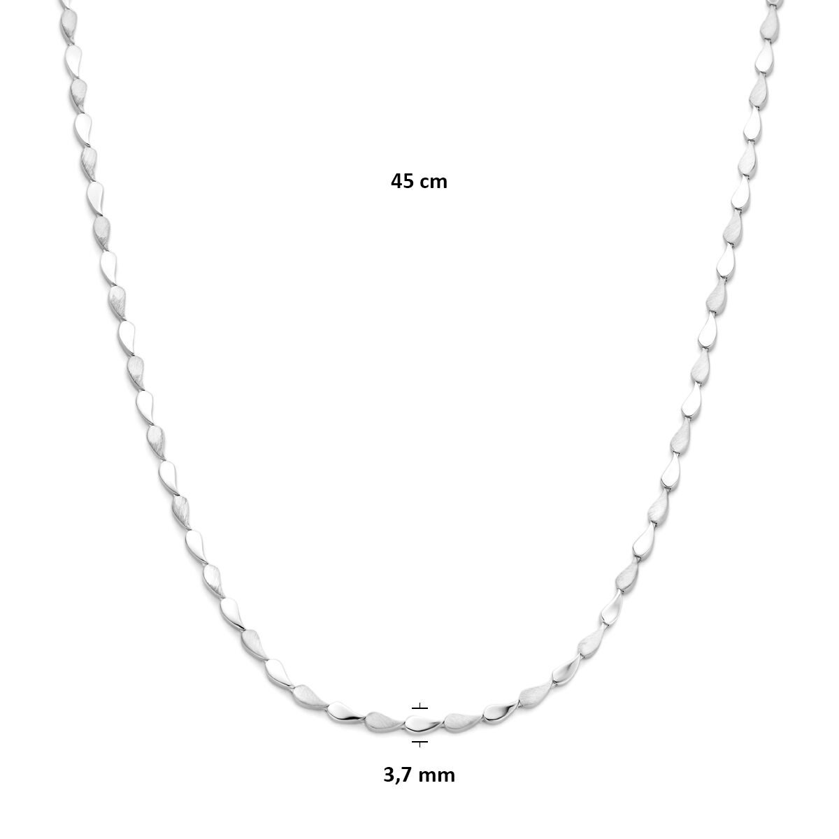 Fantasy Collection Collier poli/mat 3,7 mm 45 cm zilver gerhodineerd
