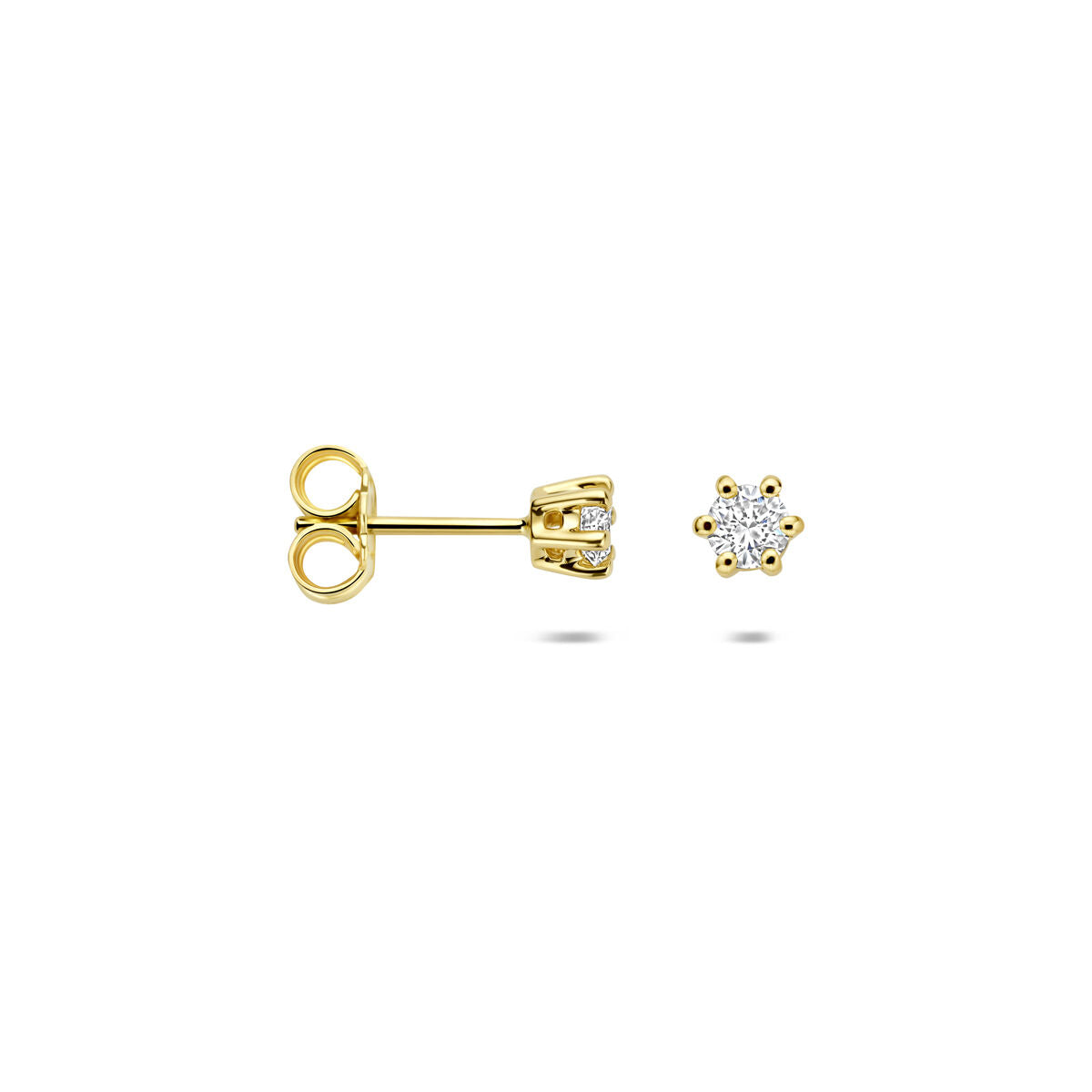 Fantasy Collection Oorbellen lab grown diamant 0.30ct (2x 0.15ct) g vs 4 mm 14K geelgoud