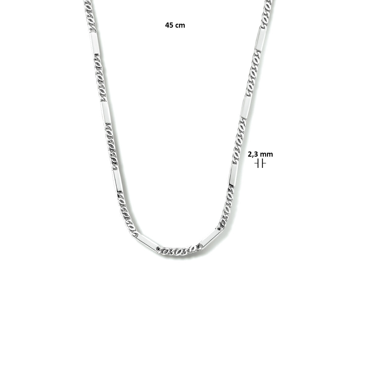 Fantasy Collection Collier valkenoog met tussenstuk 2,3 mm zilver gerhodineerd
