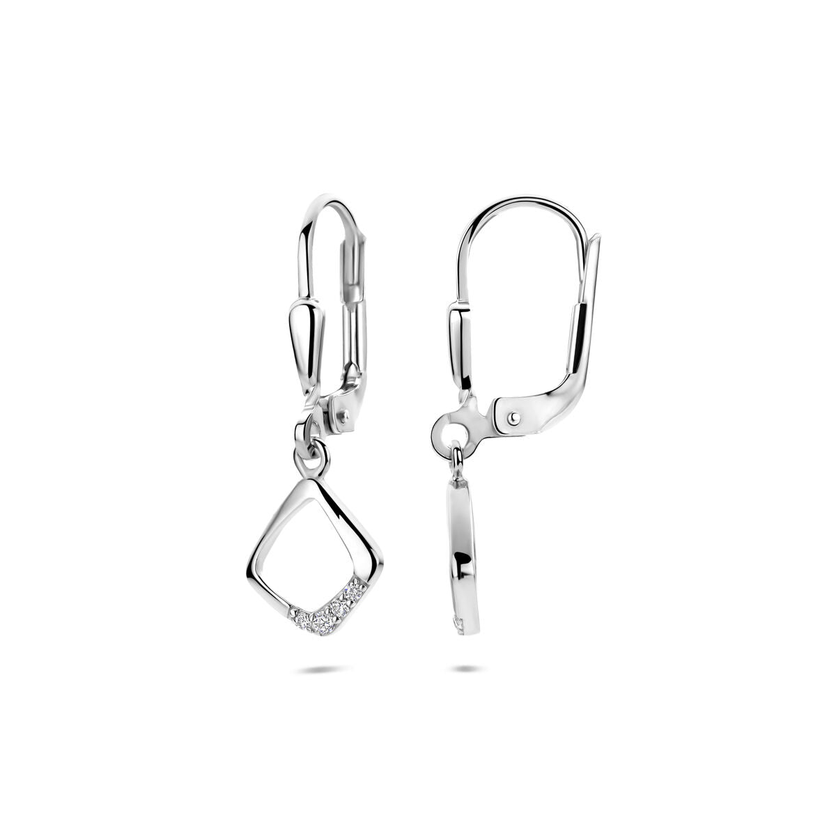 Zilveren gerhodineerde oorhangers zirkonia brisur haak 25 mm - 1341208
