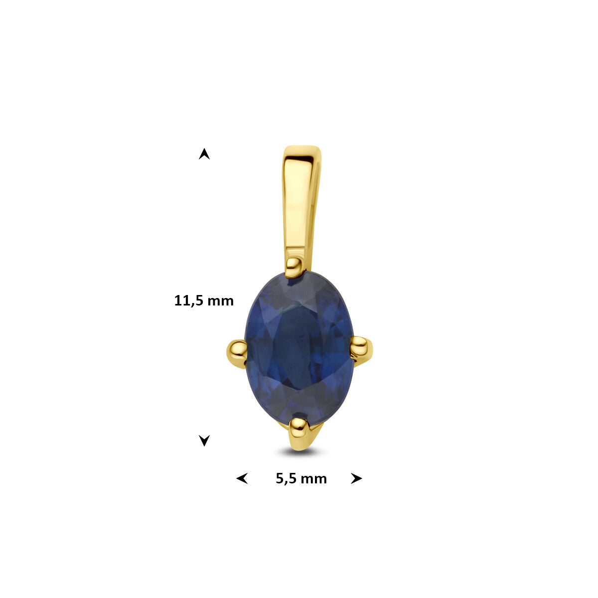 Hanger saffier 14K geelgoud 11,5 mm