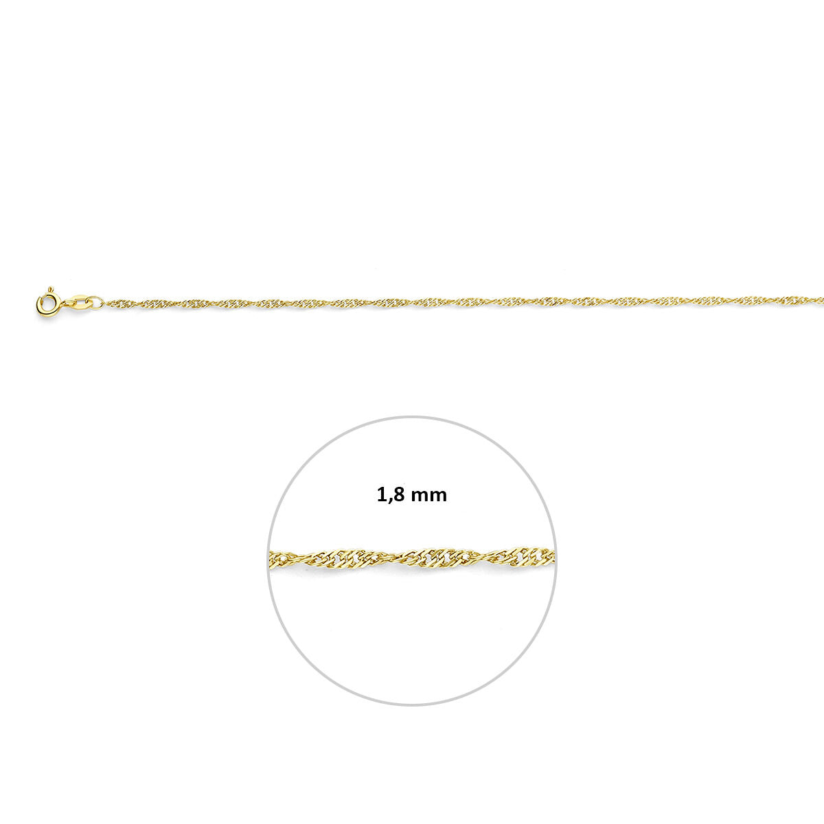 Ketting singapore 1,8 mm 9K geel