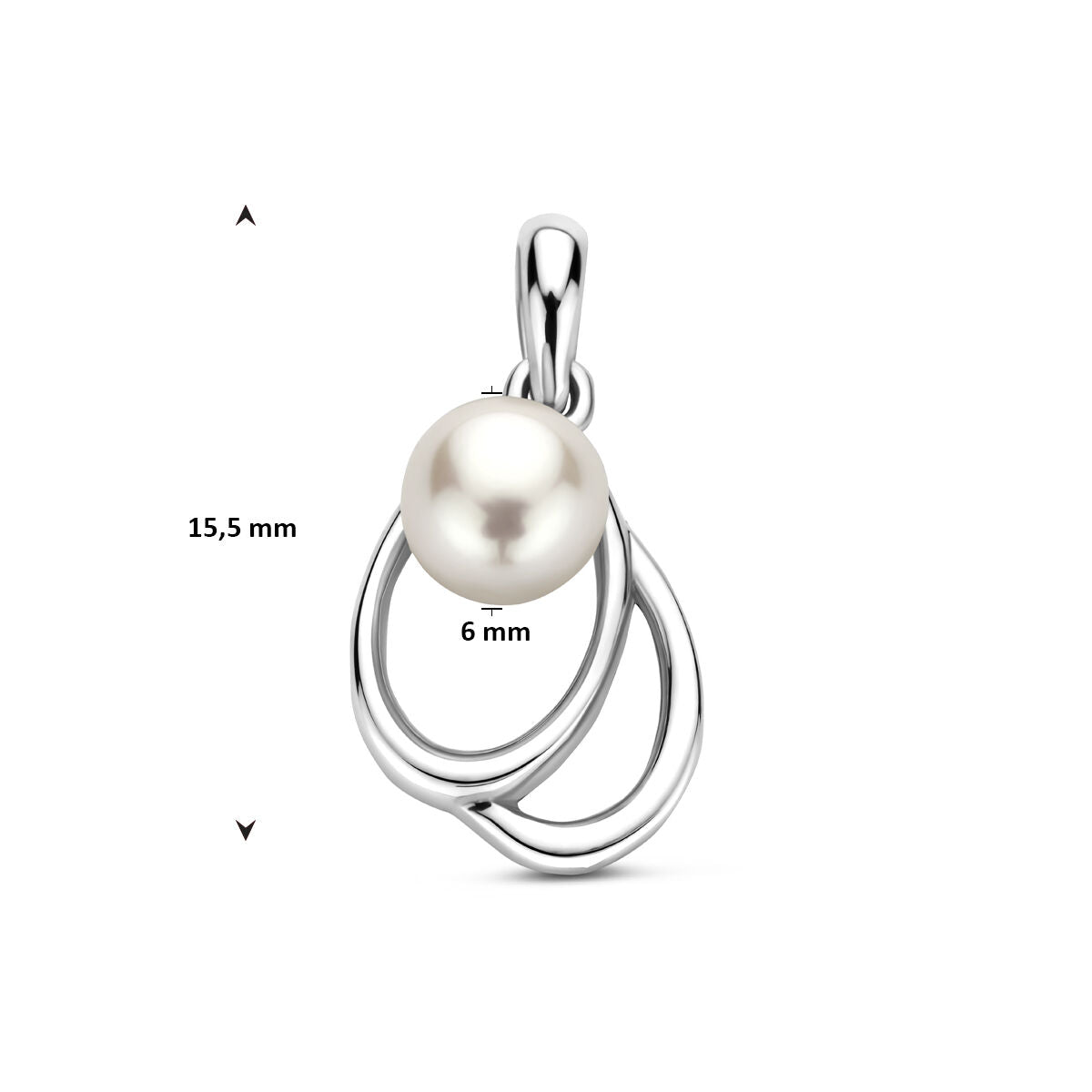 Zilveren gerhodineerde hanger parel 15,5 mm - 1341914 - PansiteNederland.nl