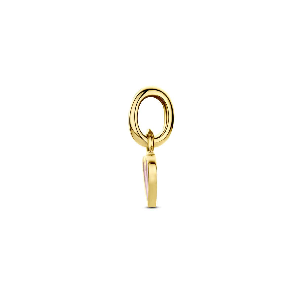 Hanger hartje roze 14K geelgoud 4,5 mm