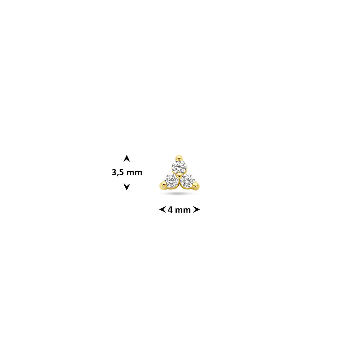 Flat back piercing zirkonia 9K geelgoud 3,5 mm