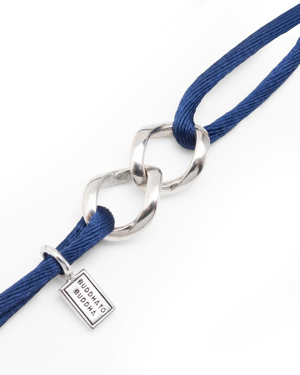 Buddha to Buddha Chain XS Cord Armband 135BU Zilver Cobalt Blue