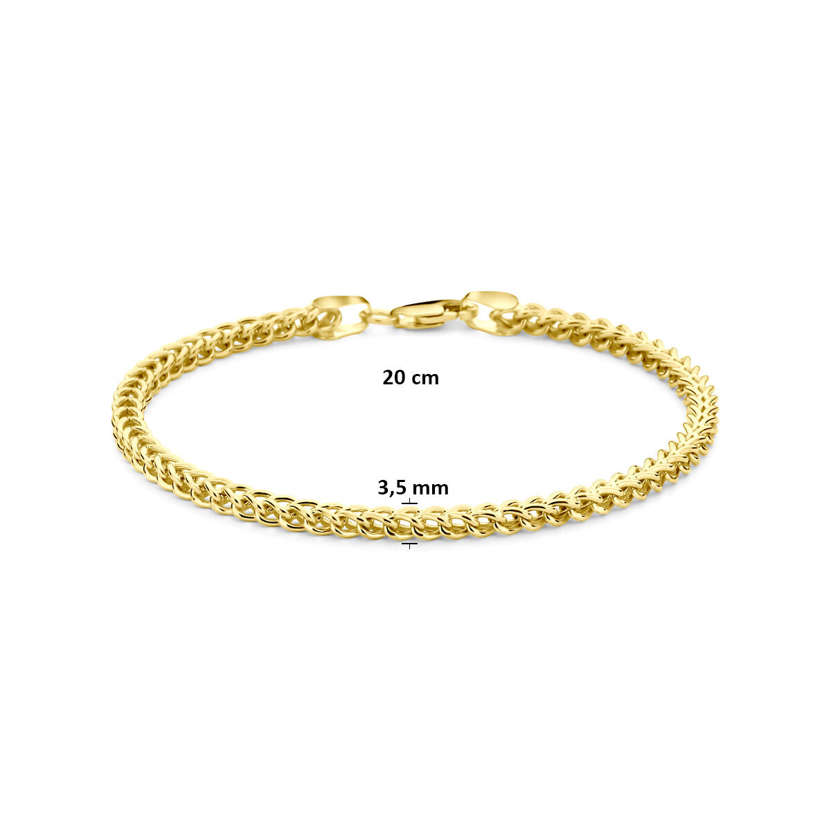 Armband Gourmette massief 3,5 mm Silgold (geel met zilverkern)