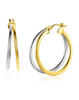 Zinzi Gold 14 krt gouden bicolor oorringen met een trendy dubbele buis. Voor een multi-look uitstraling. ZGO339B