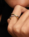 Pandora Organisch Gevormde Tweekleurige Dubbele Ring - 163889C00 - PansiteNederland.nl