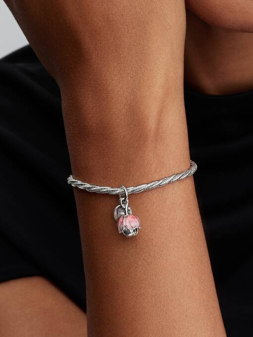 Pandora Tweekleurige Bloeiende Bloem Hangende Bedel bicolor zilver en goudverguld - 764453C01