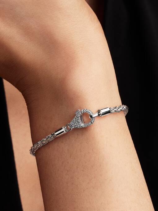 Pandora Pavé Sluiting Foxtail Bedelarmband zilver - 594462C01