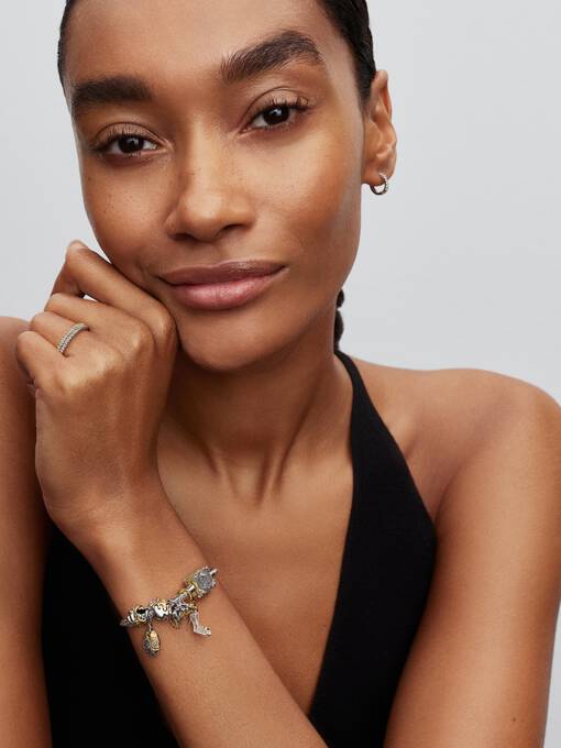 Pandora Disney Prinsessen Ariel Schelp Lab-grown Diamant Tweekleurige Bedel bicolor zilver en goudverguld 764403C01