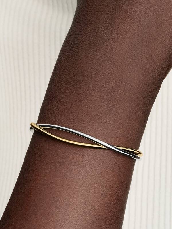 Pandora Verstrengelde Tweekleurige Open Bangle bicolor zilver en goudverguld 564656C00