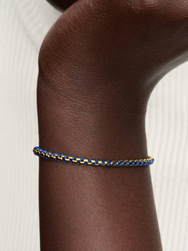 Pandora Blauw Koord Box Chain Armband goudverguld 563816C02