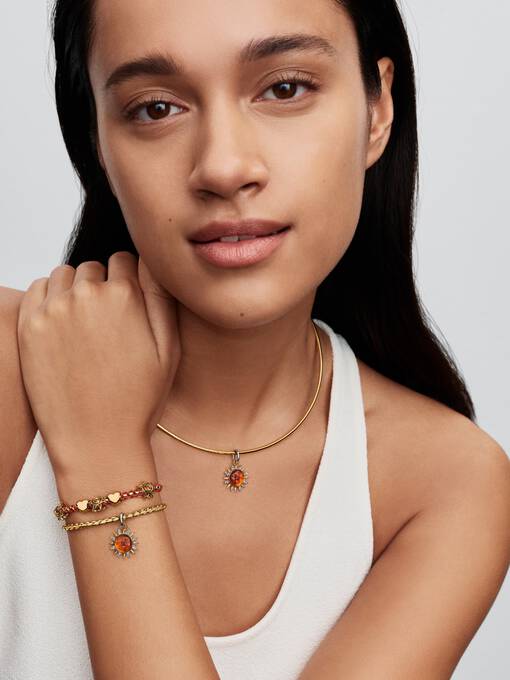 Pandora Wervelende Zon Tweekleurige Hangende Bedel bicolor zilver en goudverguld 764703C01