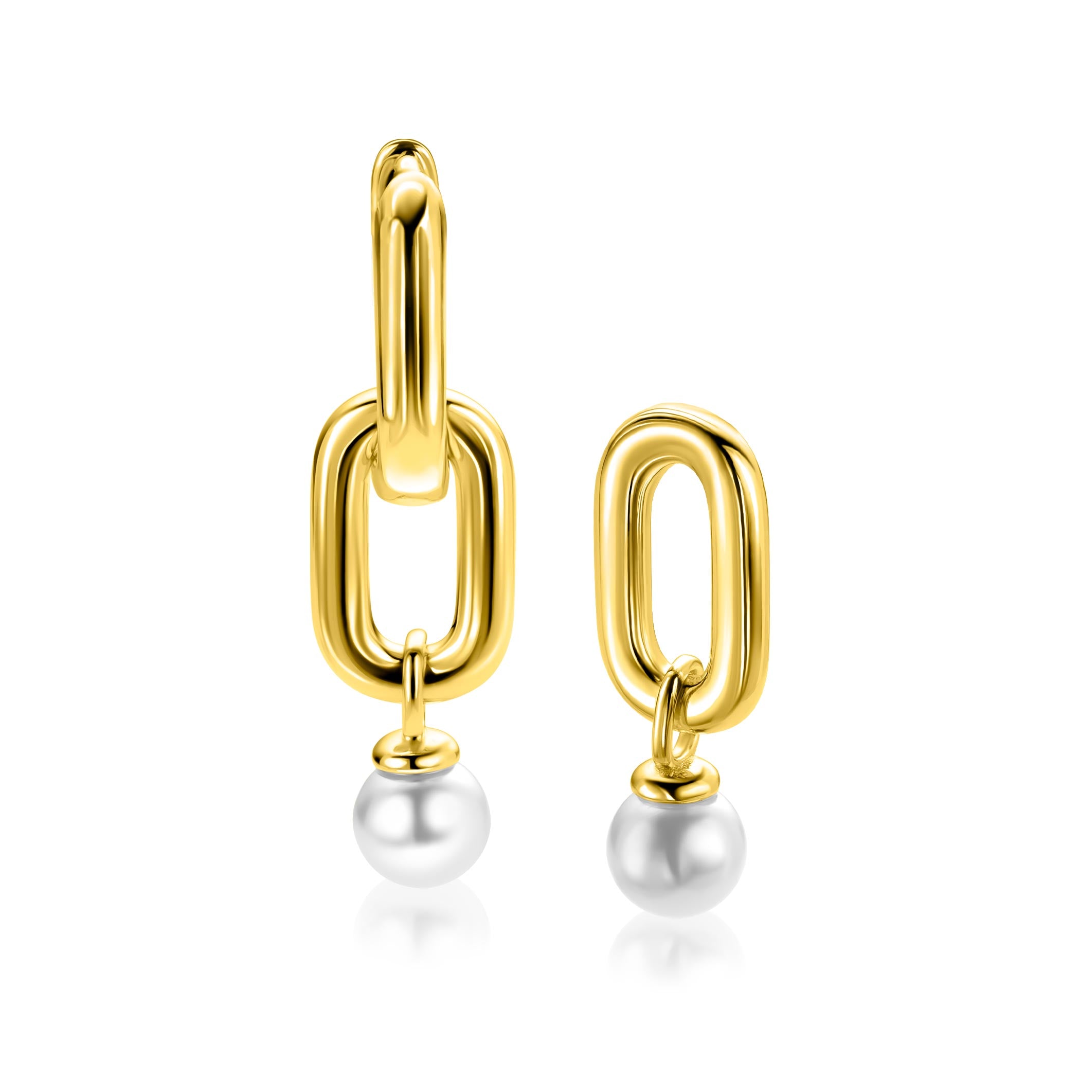 ZINZI Verguld Zilveren Oorbedels 23mm wit - ZICH2821G
