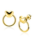 ZINZI gold plated zilveren oorstekers met hart en open ring 16mm ZIO2759 - PansiteNederland.nl