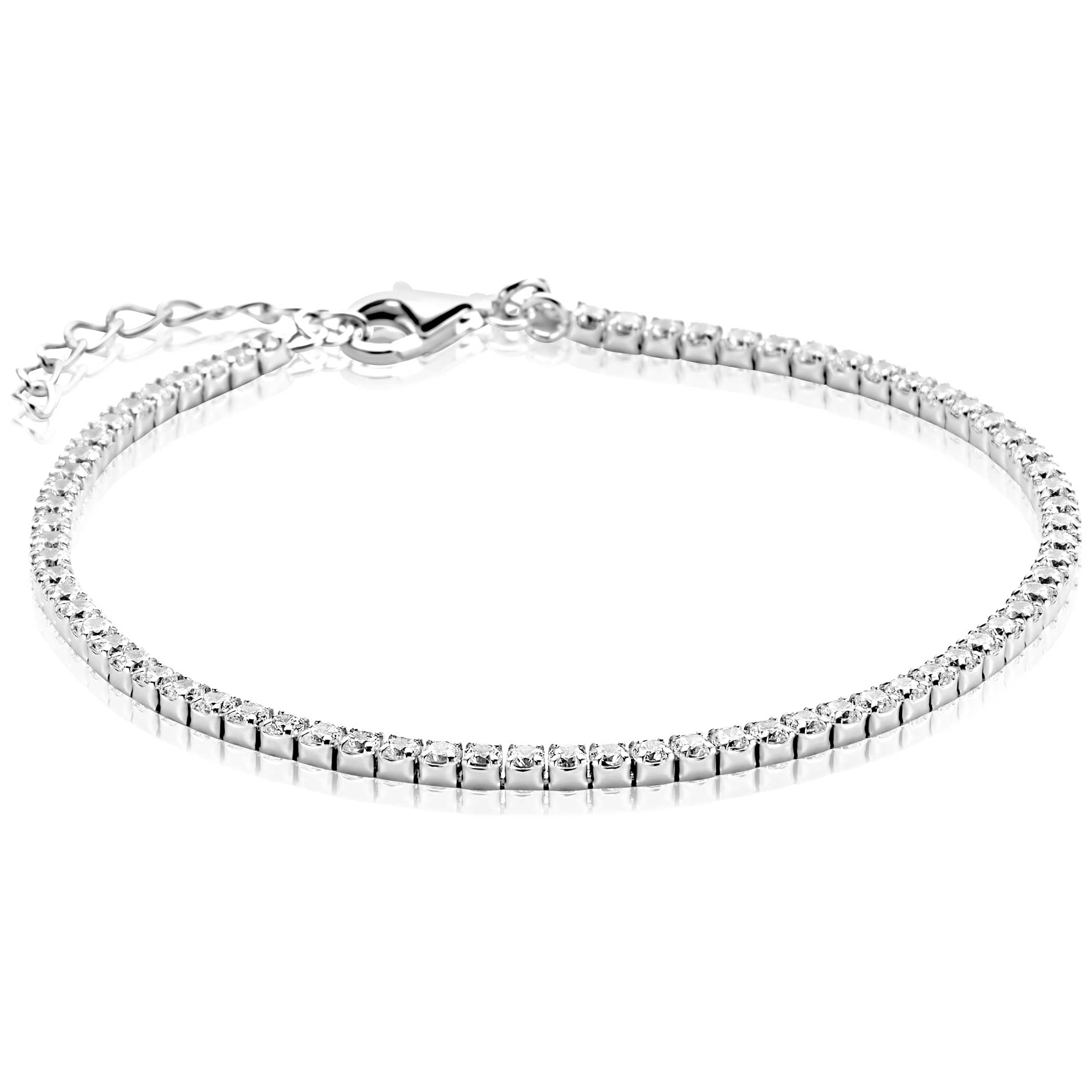 ZINZI zilveren tennis armband 2,3mm breed met rijzetting witte zirconia's - ZIA2795