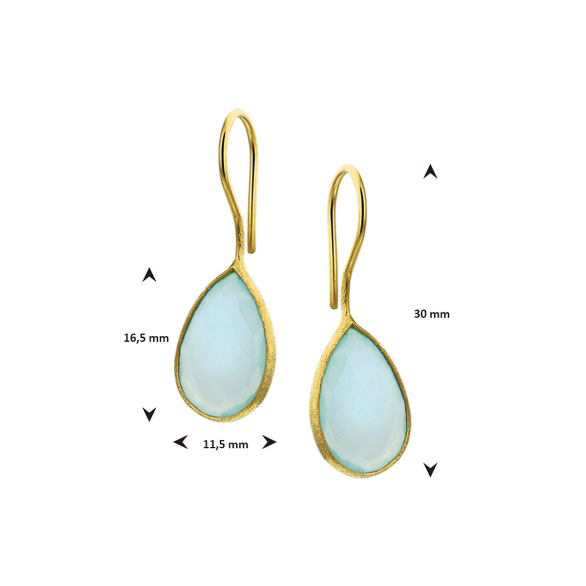 Zilver Verguld (Geel) Oorhangers Chalcedoon Franse Haak 1 Micron 2100203 - PansiteNederland.nl