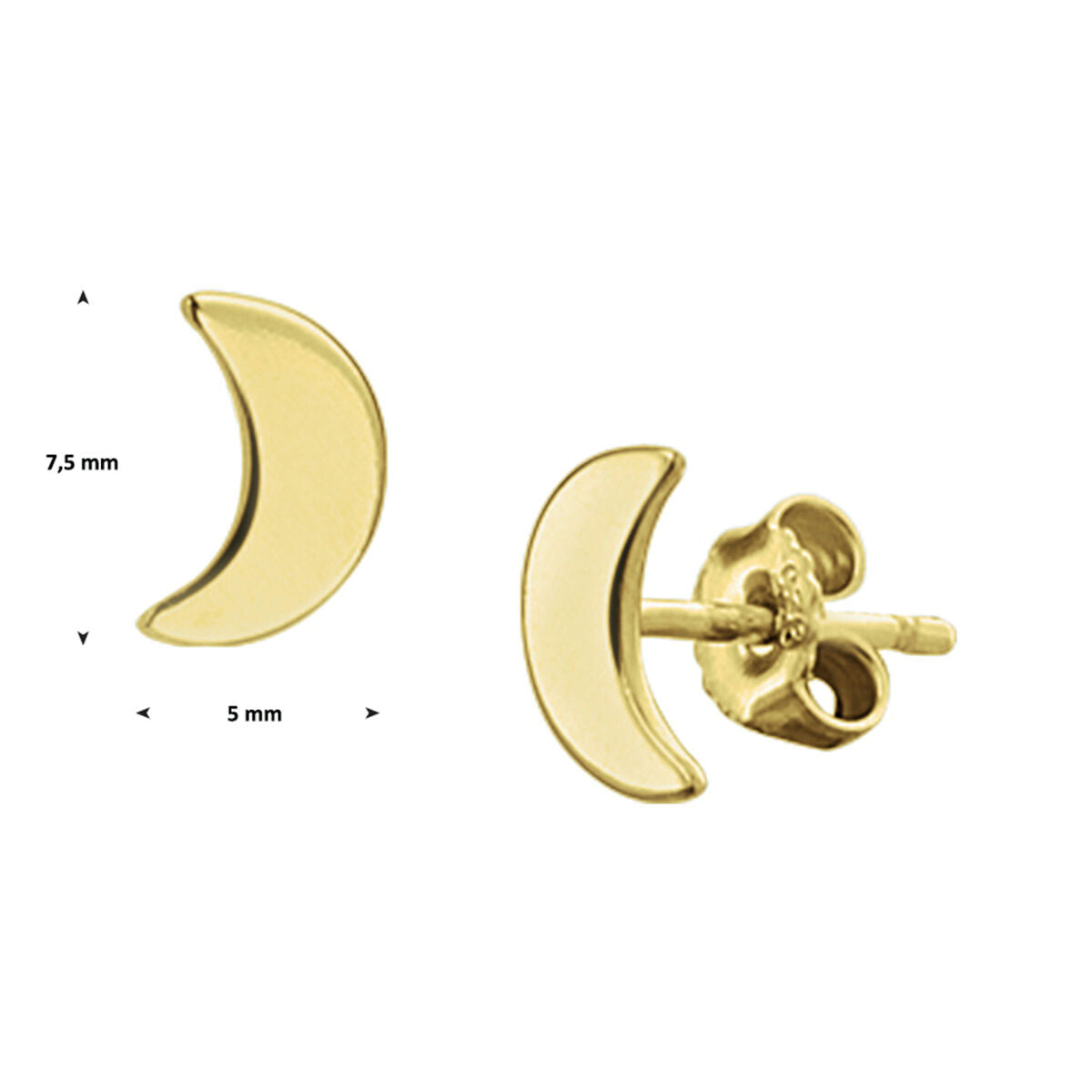 Zilver Verguld (Geel) Oorknoppen Maan 2100871 - PansiteNederland.nl