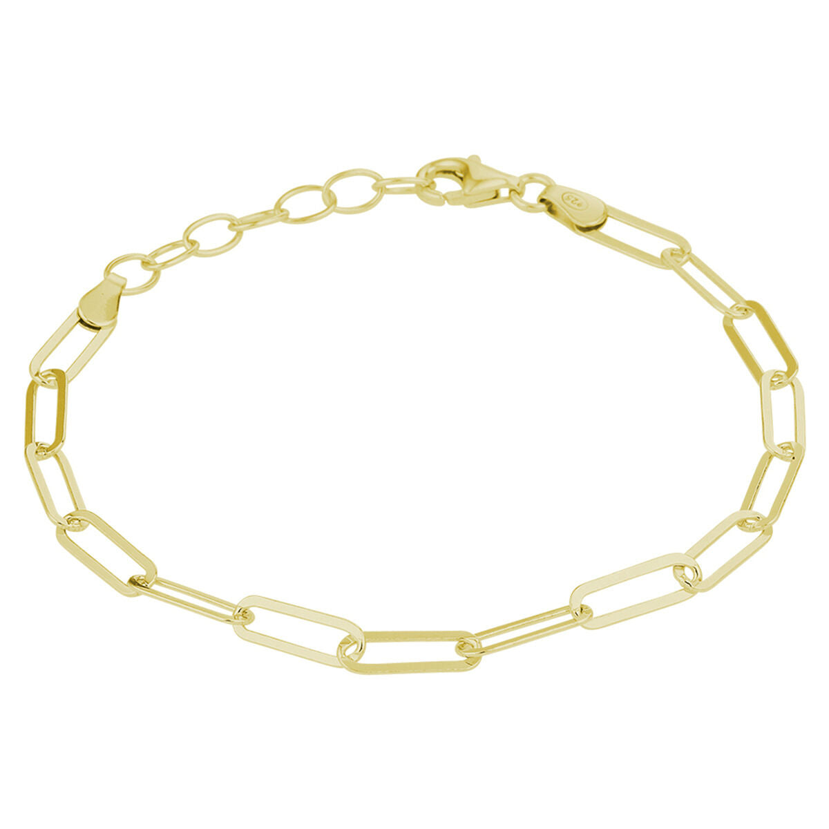 Zilver Verguld (Geel) Armband Paperclip 3,8 Mm 16 + 3 Cm 3 Micron 2102717 - PansiteNederland.nl