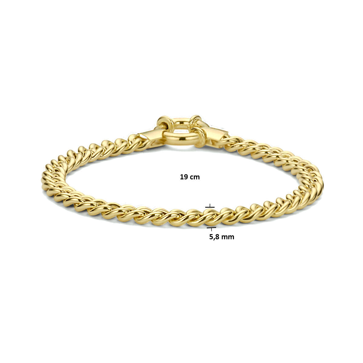 Zilver Verguld (Geel) Armband Gourmette 5,8 Mm 19 Cm 3 Micron Met Groot Springslot 2102718 - PansiteNederland.nl