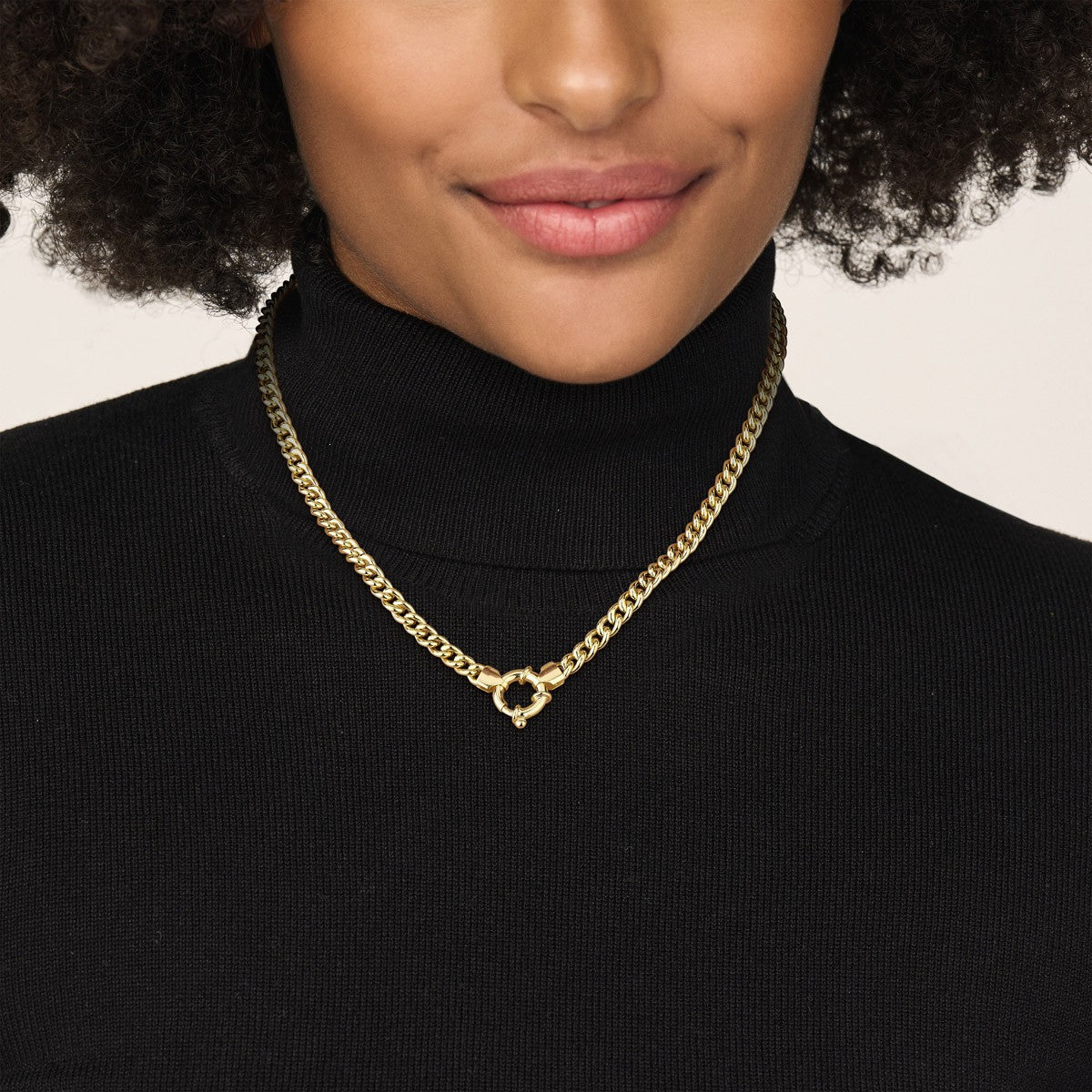Collier gourmette 5,8 mm 45 cm 3 micron met groot veerslot zilver verguld
