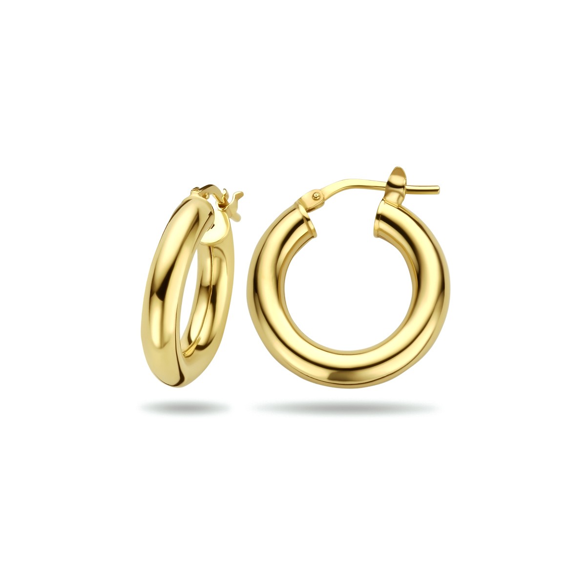 Oorbellen ronde buis 4,0 mm 1 micron zilver verguld