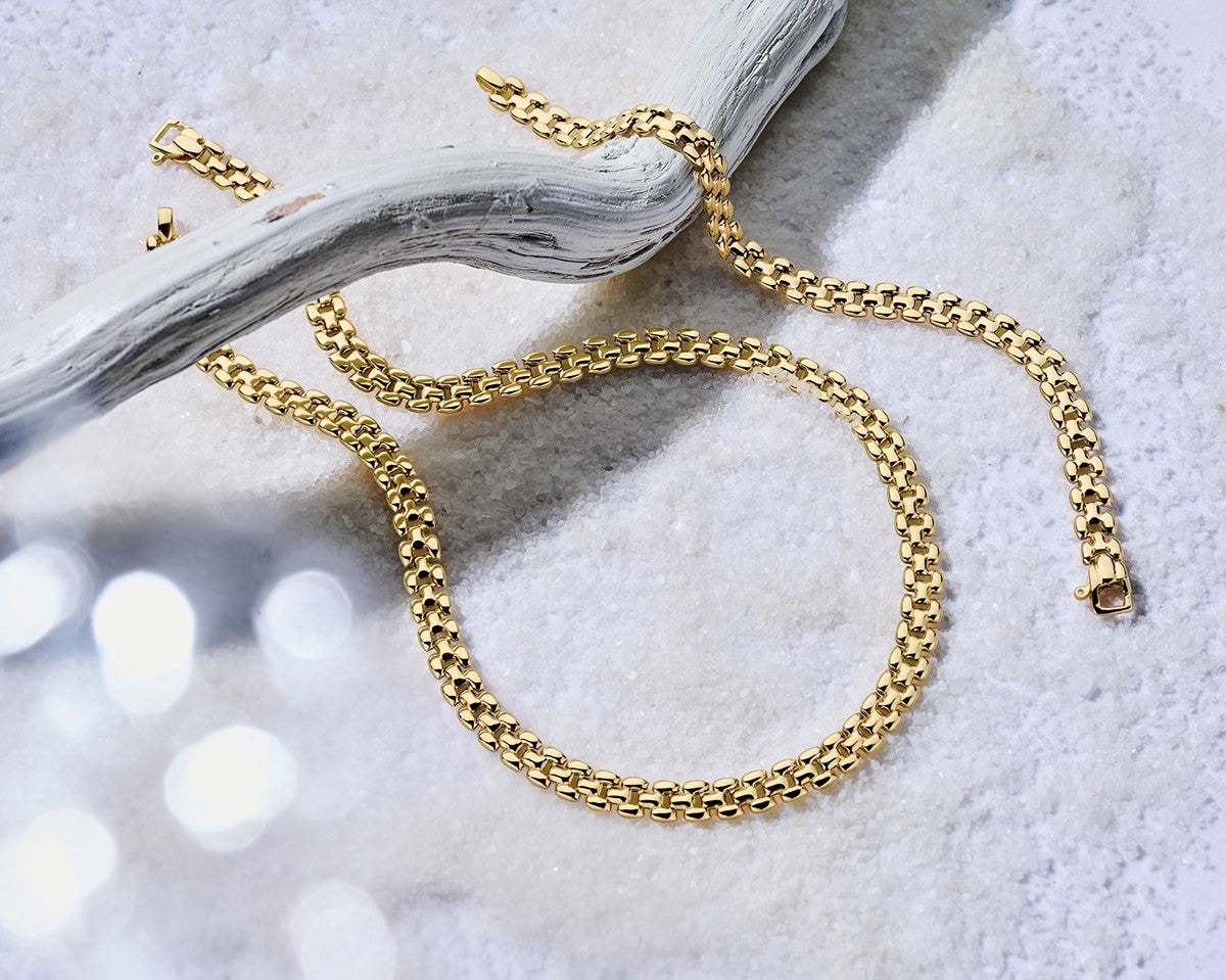 Collier panter 6,9 mm 43 cm 3 micron zilver verguld