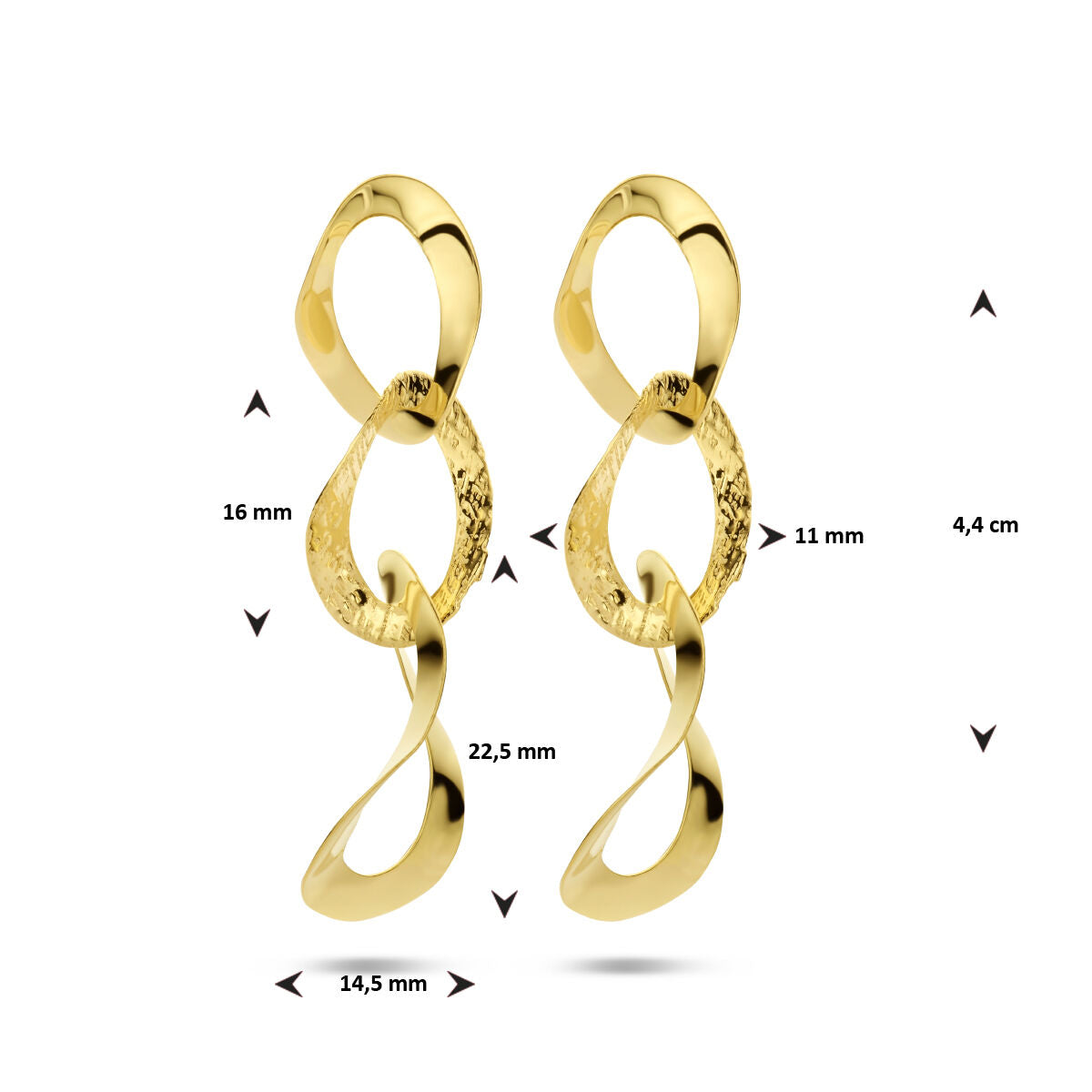 Zilver Verguld (Geel) Oorhangers Ovaaltjes Poli/Mat 1 Micron 2103141 - PansiteNederland.nl