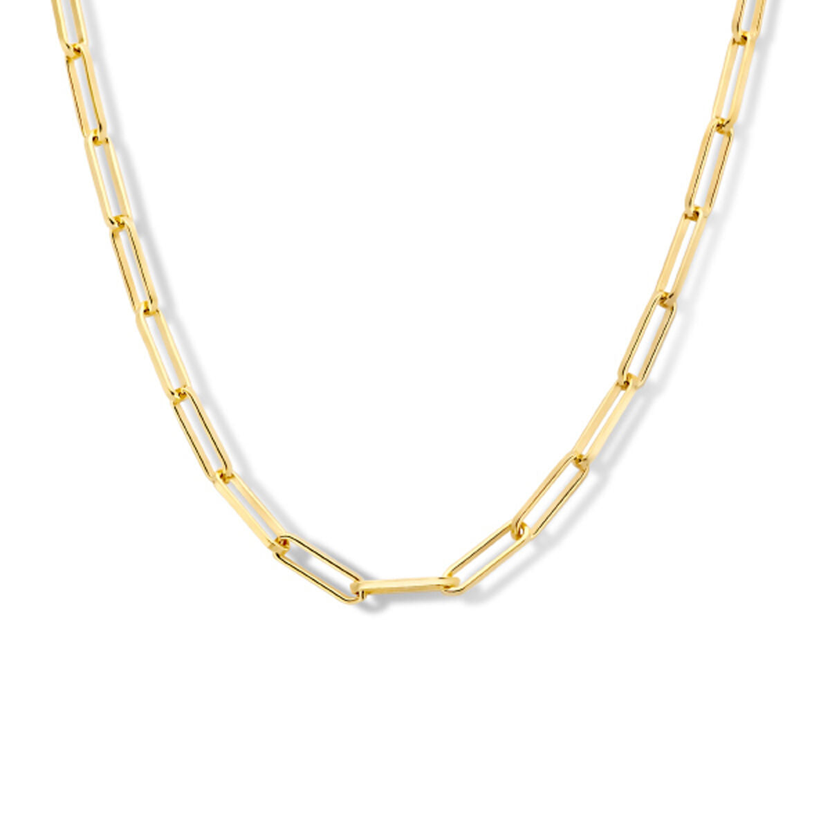 zilver verguld (geel) collier paperclip vierkante buis 3,0 mm 41 + 4 cm 3 micron 2103170 - PansiteNederland.nl