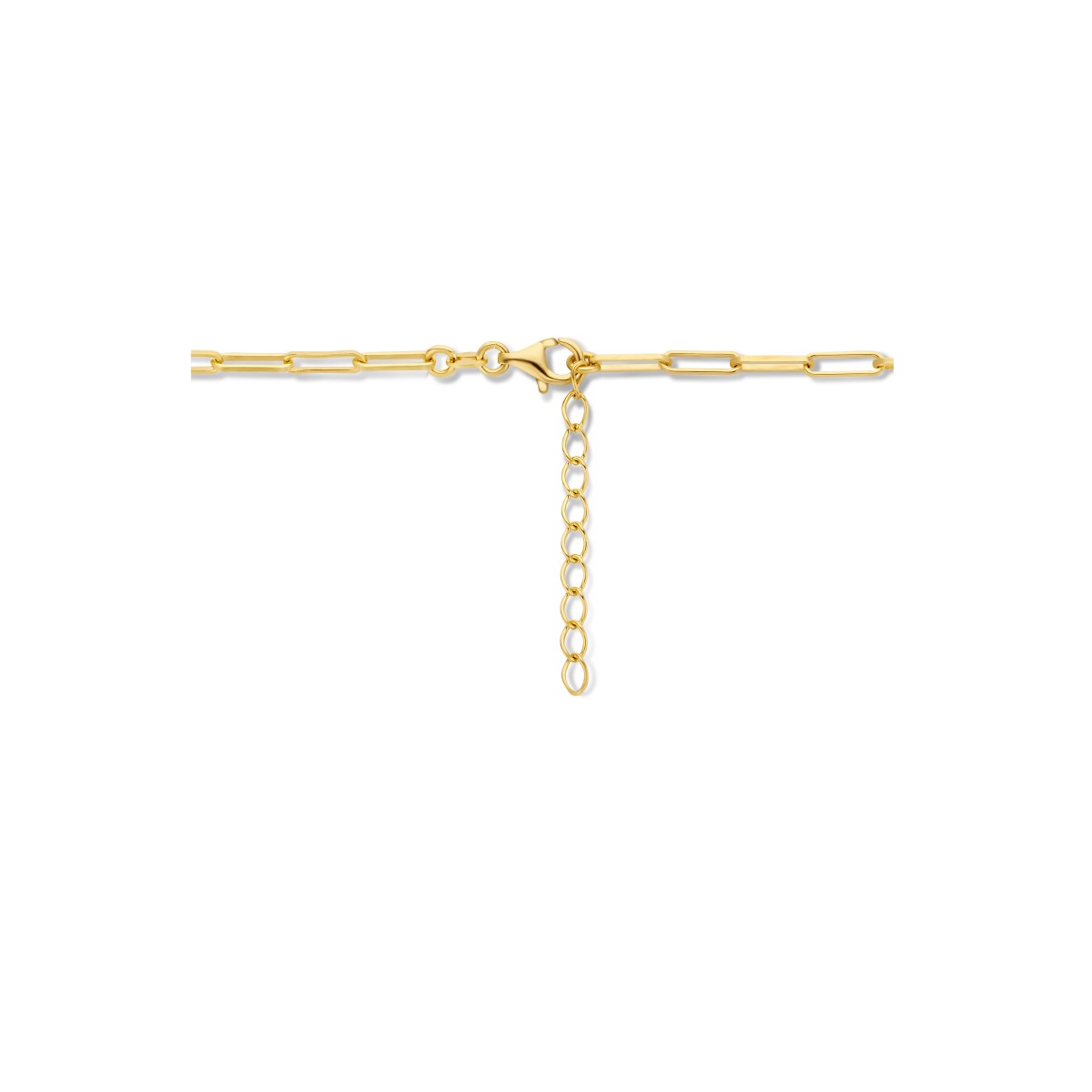 Collier paperclip vierkante buis 3,0 mm 41 + 4 cm 3 micron zilver verguld