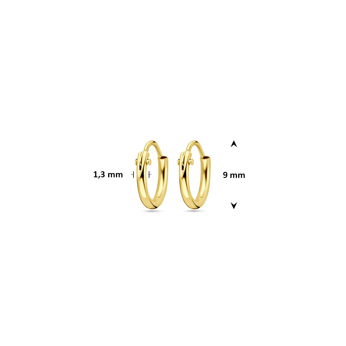 Oorbellen ronde buis 1,3 mm 1 micron zilver verguld