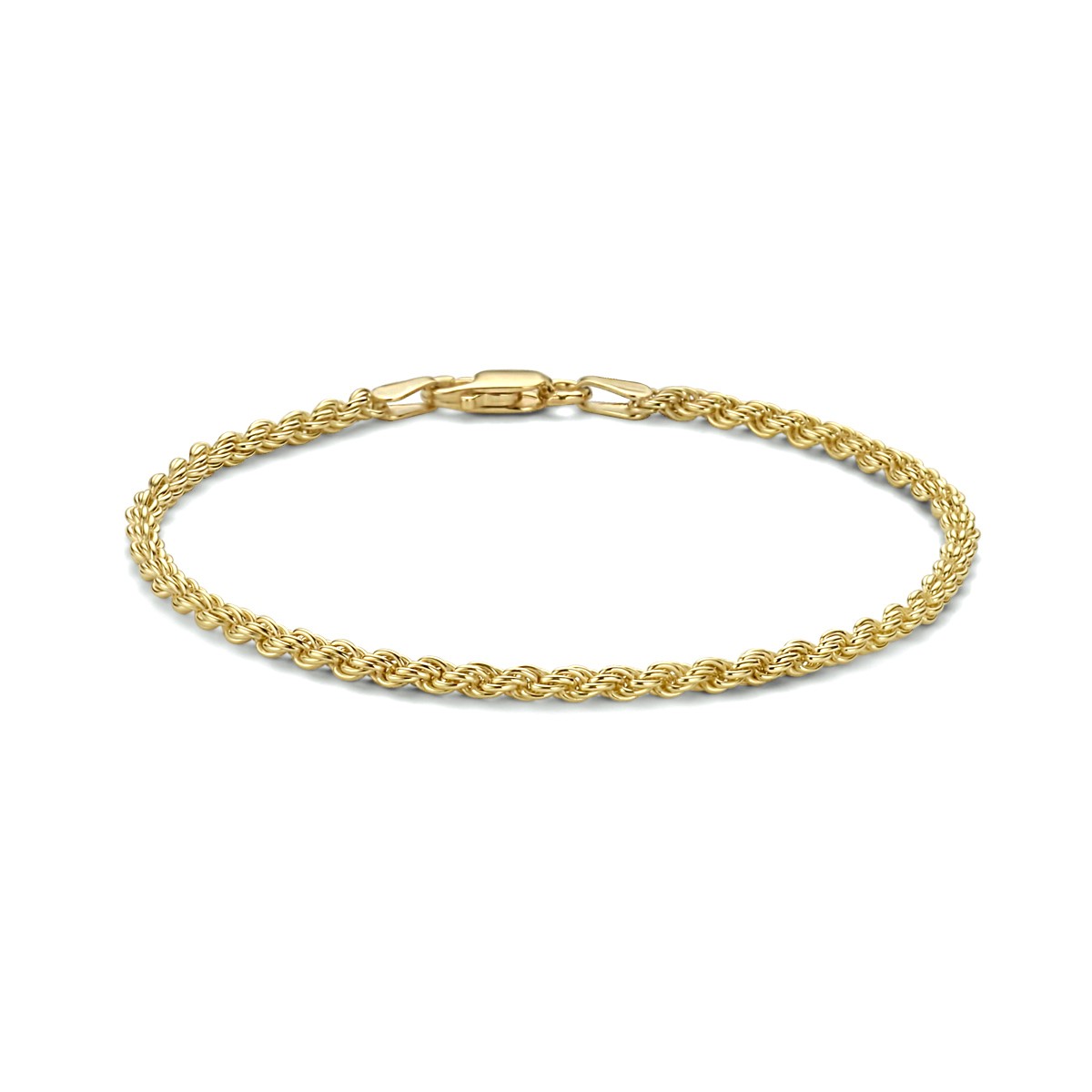 Armband koord 2,5 mm 3 micron zilver verguld