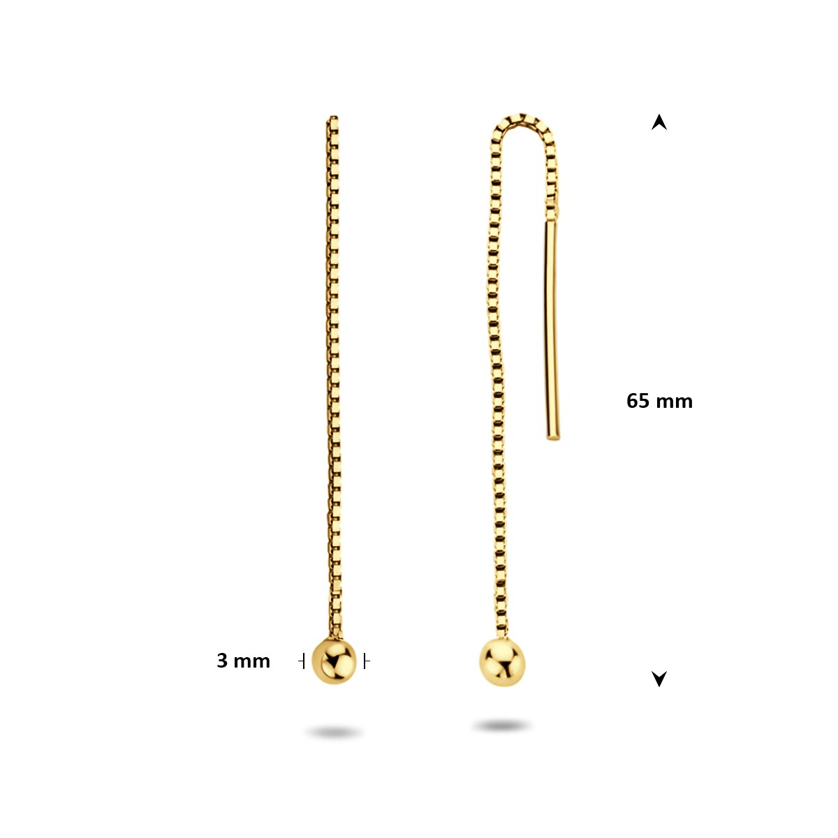 Oorbellen bolletje 65 mm 1 micron zilver verguld
