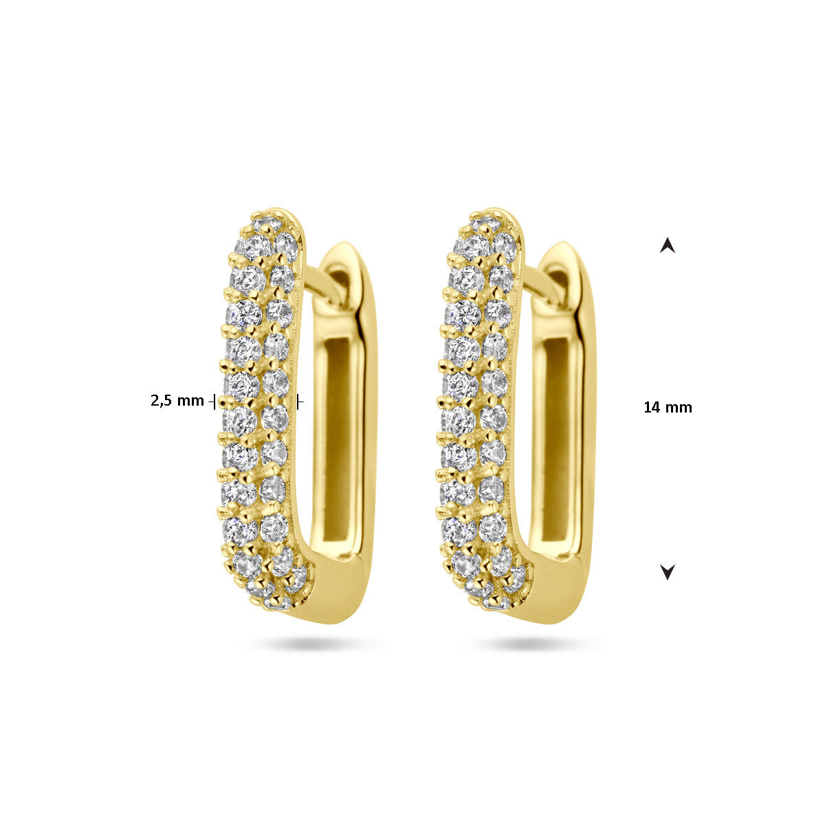 Zilver Verguld (Geel) Klapoorringen Zirkonia 1 Micron 2103355 - PansiteNederland.nl