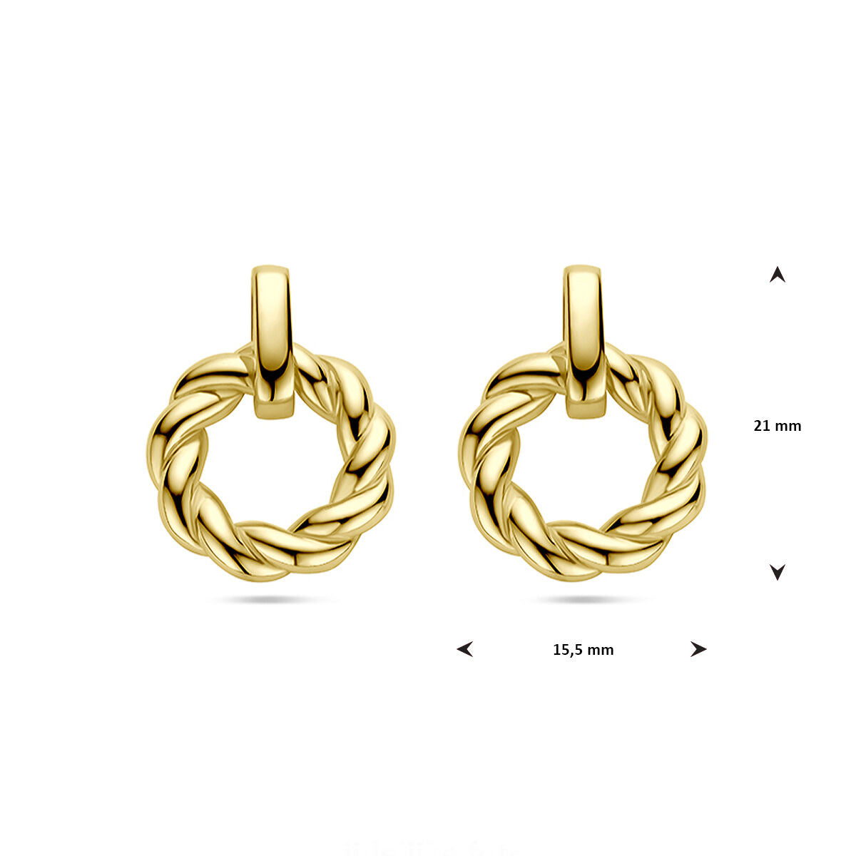 Zilver Verguld (Geel) Oorhangers Cirkel Gedraaid 1 Micron 2103391 - PansiteNederland.nl