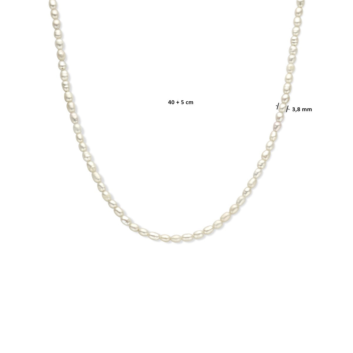 Collier 3,8 mm 40 + 5 cm zilver verguld